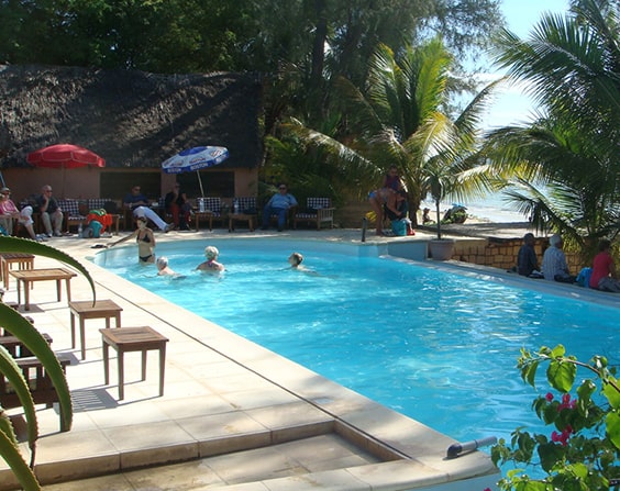 The large swimming pool at the Bamboo CLub Ifaty hotel